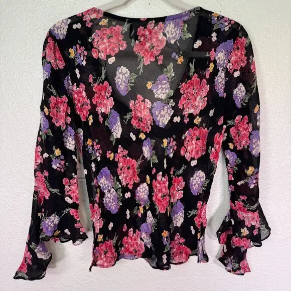 Angie Y2K Top Womens Small Floral Boho Fairy Cottage Romantic Festival Vintage - Picture 2 of 9